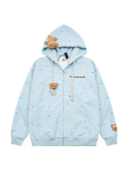 'Cutie Bear' Oversized Stuffed Bear Dot Hoodie Jacket