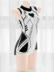 'Cyber Girl' Black & White Robot Costume BodySuit