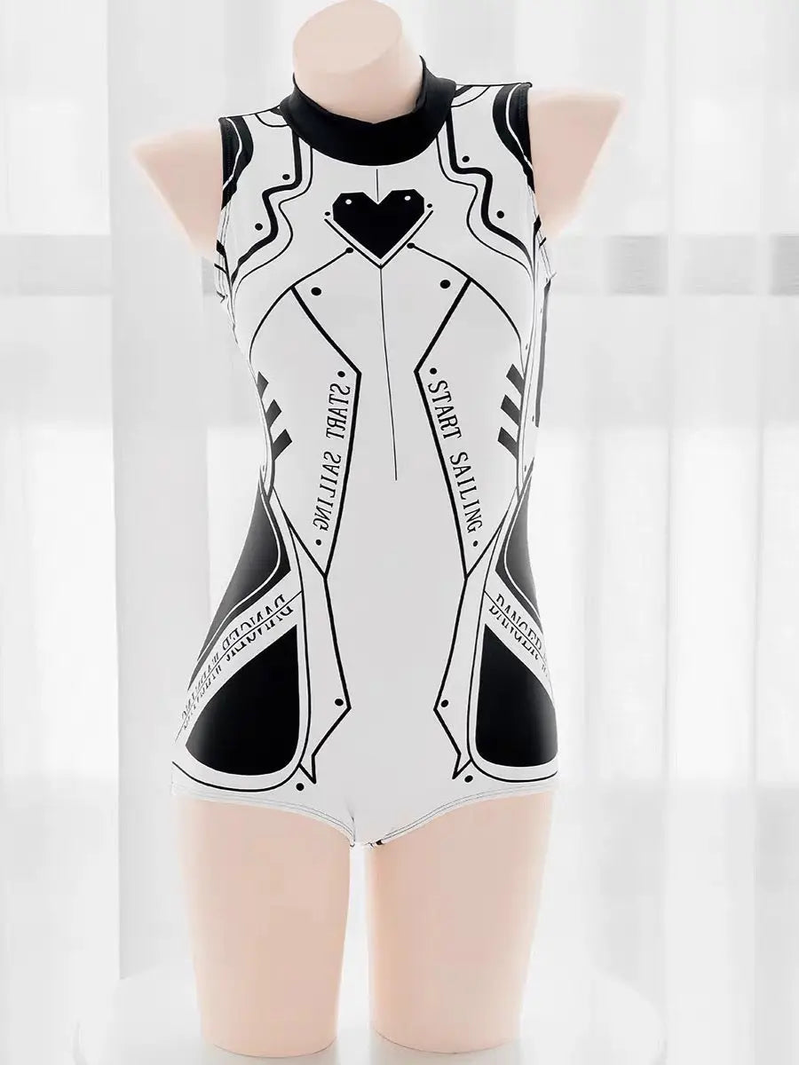 'Cyber Girl' Black & White Robot Costume BodySuit