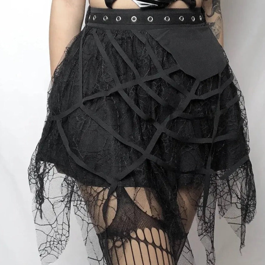 'Dark Nest' Spider Ripped Grunge Skirts