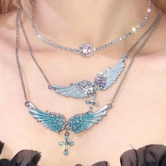 'Daydream' Wings Shape Rhinestone Necklace