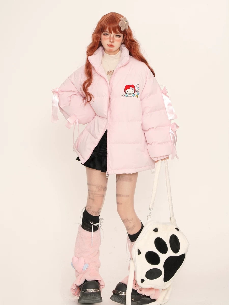 'Dear U' Coquette Kawaii Ribbon Puffer Coat