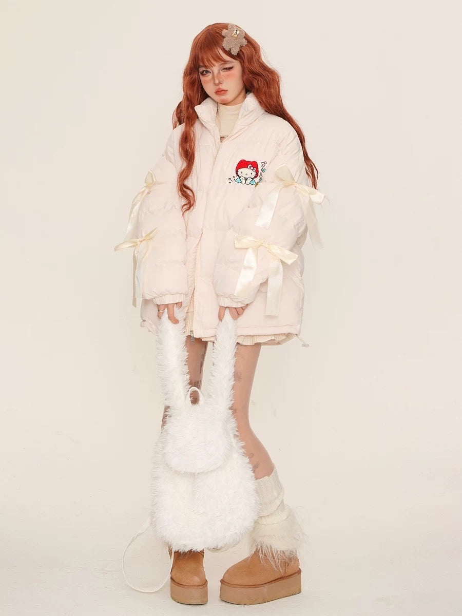 'Dear U' Coquette Kawaii Ribbon Puffer Coat