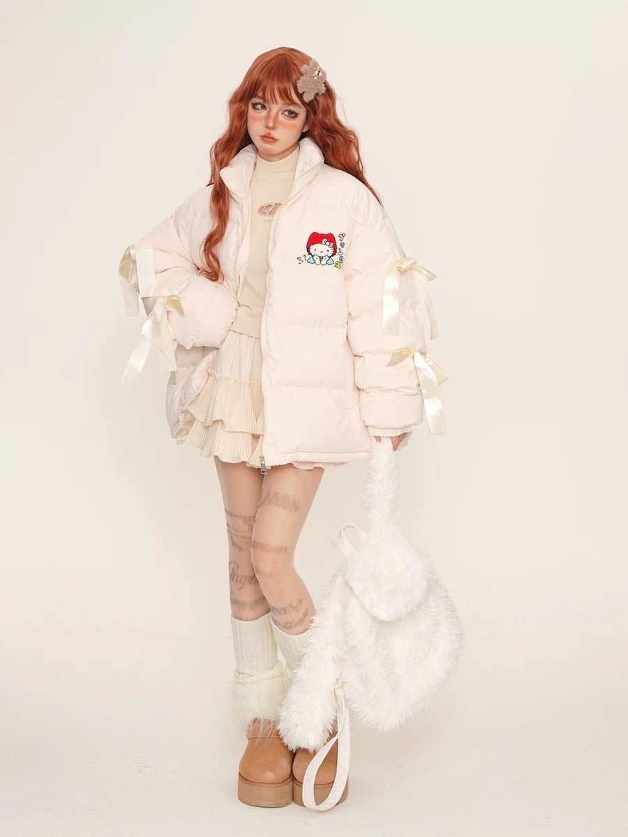 'Dear U' Coquette Kawaii Ribbon Puffer Coat