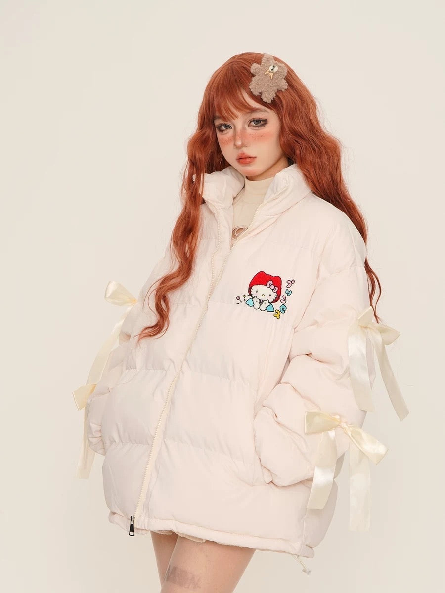 'Dear U' Coquette Kawaii Ribbon Puffer Coat