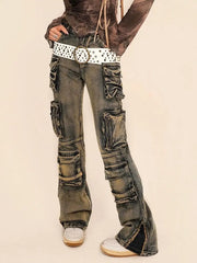 'Decay' Grunge Multi Pockets Distressed Denim Jeans