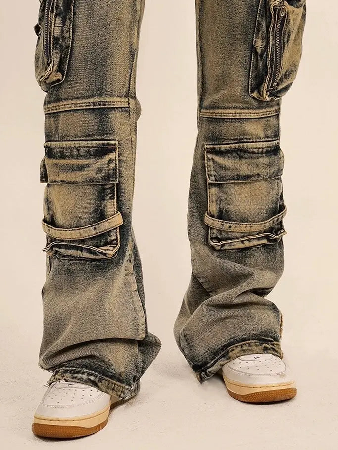 'Decay' Grunge Multi Pockets Distressed Denim Jeans