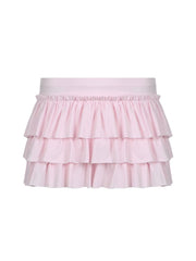 'Desserts' Coquette Ribbon Pink Ruffled Mini Skort