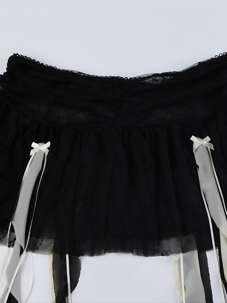 'Don't Tell Him' Dark Ribbon Mini Skirt