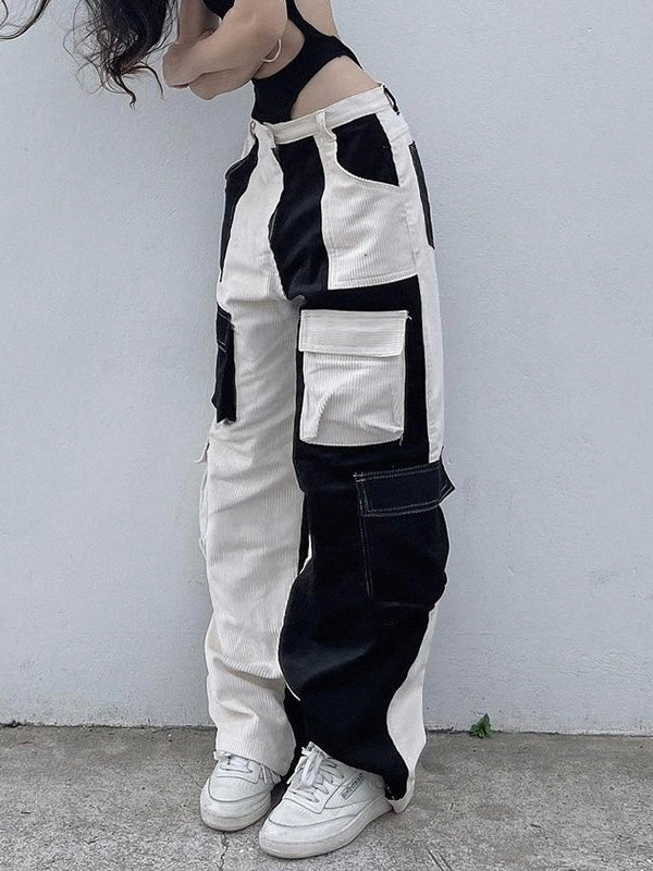 'Double Sides' Dark Oversized Cargo Pants