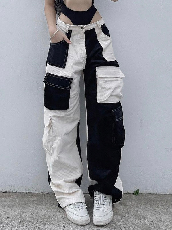 'Double Sides' Dark Oversized Cargo Pants