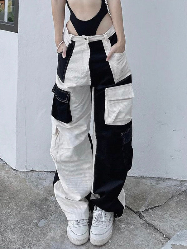 'Double Sides' Dark Oversized Cargo Pants