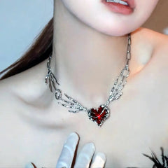 'Dragon Blood' Goth Punk  Red Stone Necklace