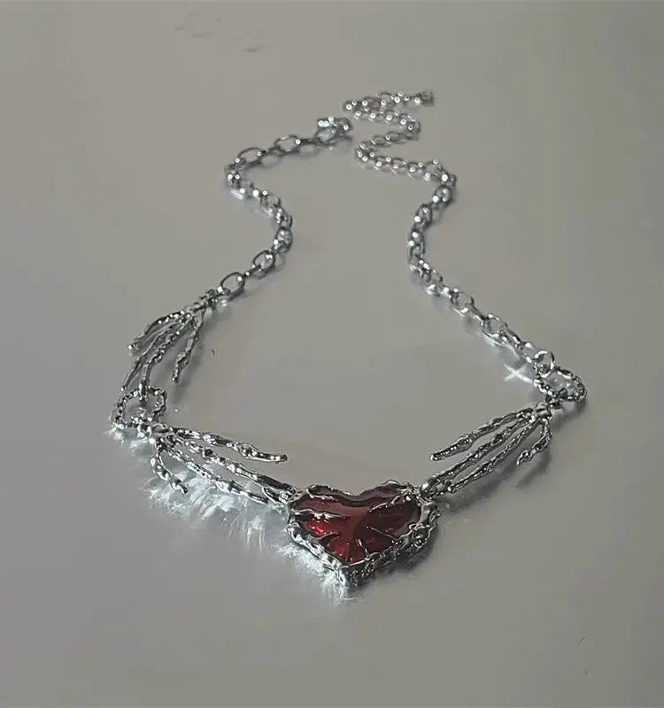 'Dragon Blood' Goth Punk  Red Stone Necklace