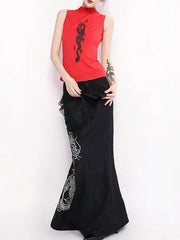 'Dragon Girl' Dark Fish Tail Dragon Midi Skirts