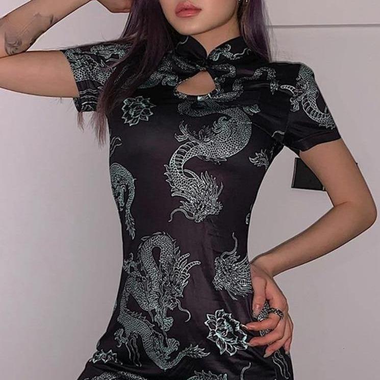 'Rathian' Dragon Gothic Cheongsam Dress