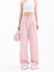 'Dream House' Checked Oversized Pink Pants