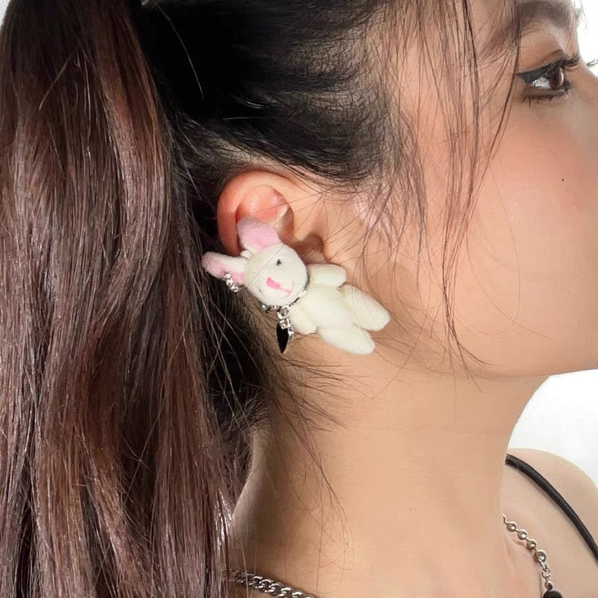 'Dubi-Duba' Kawaii Bear & Rabbit Earring