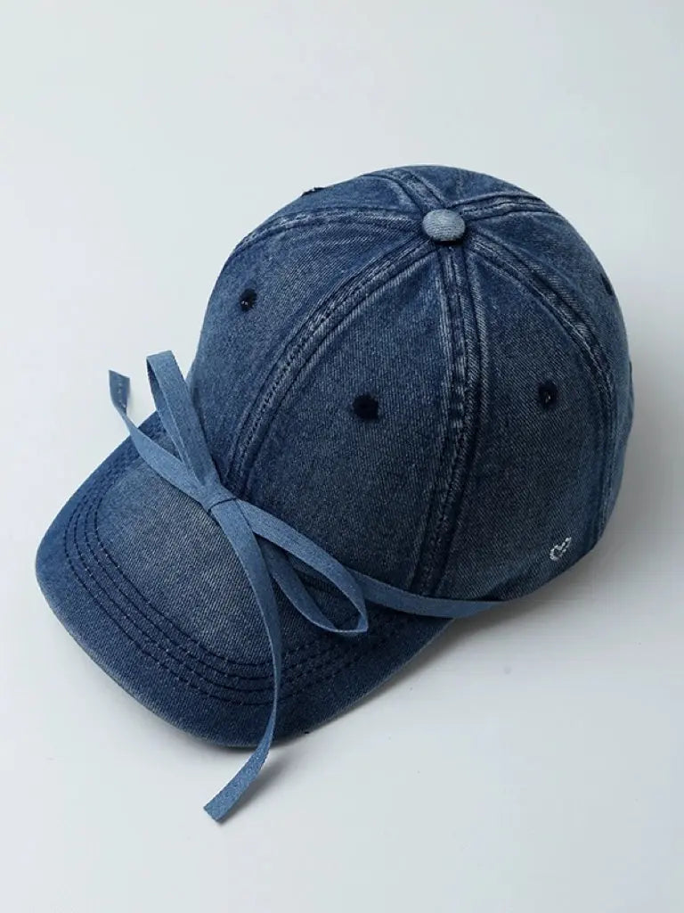 'ETA' Y2k Denim Ribbon Sun Block Baseball Cap