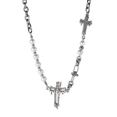 'Faithful' Cross Alt Titanium Necklace