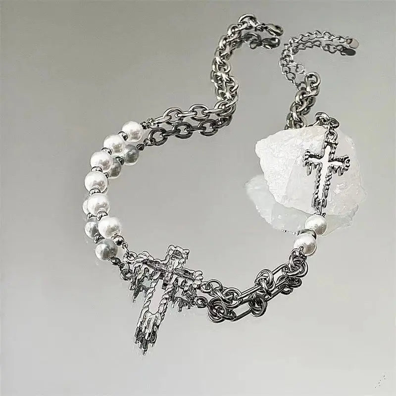 'Faithful' Cross Alt Titanium Necklace