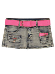 'Fancy u' Low Waist Denim Pink Buckle Shorts