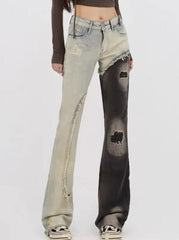 'Felix' Dark Ripped Patchwork Denim Jeans