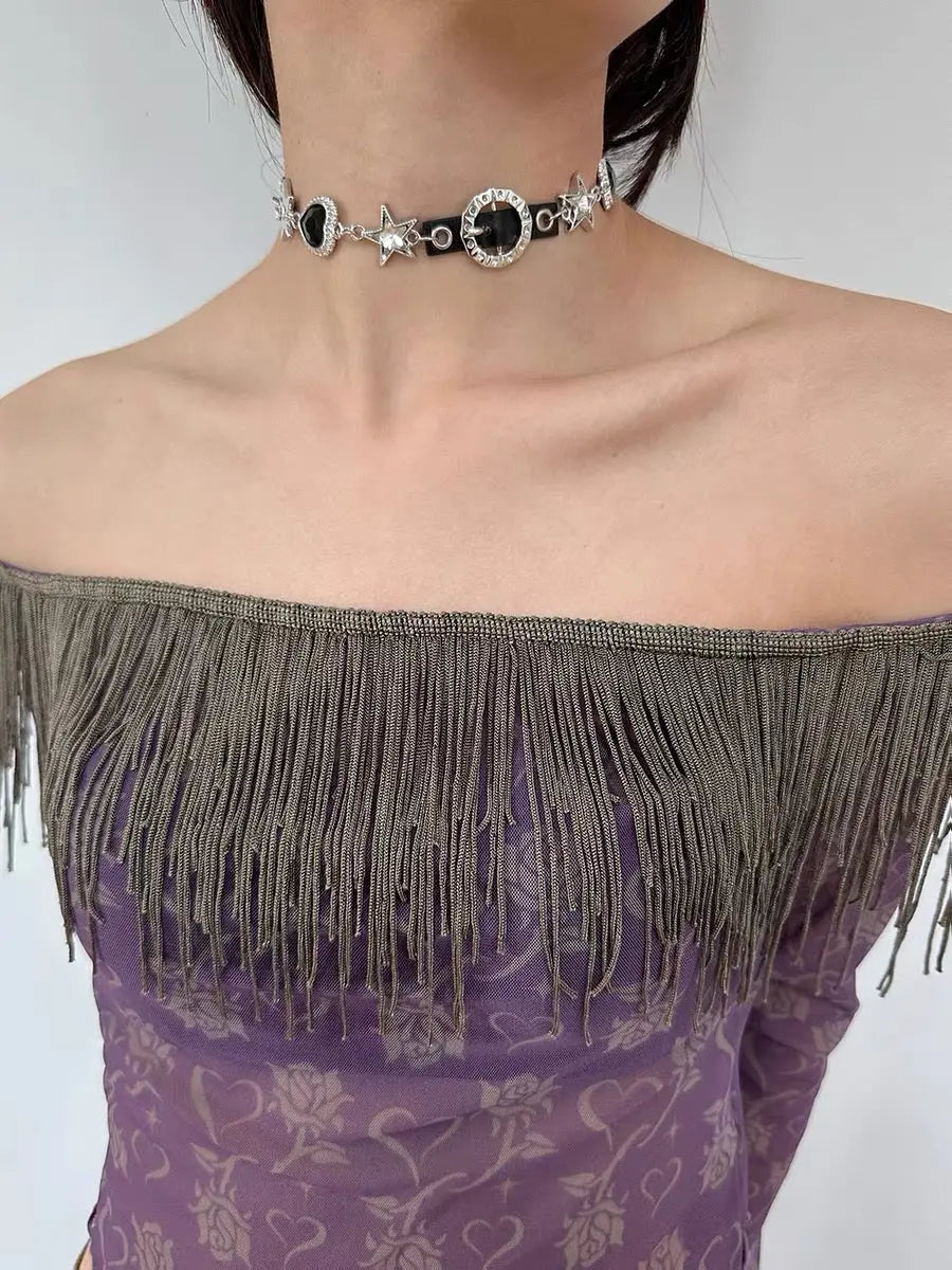 'Fetish' Grunge Star Metal Choker Necklace