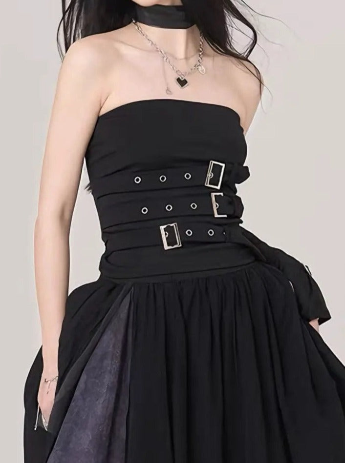 'Fierce' Dark Punk Buckle Tube Top