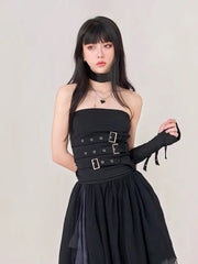 'Fierce' Dark Punk Buckle Tube Top