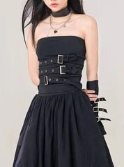 'Fierce' Dark Punk Buckle Tube Top