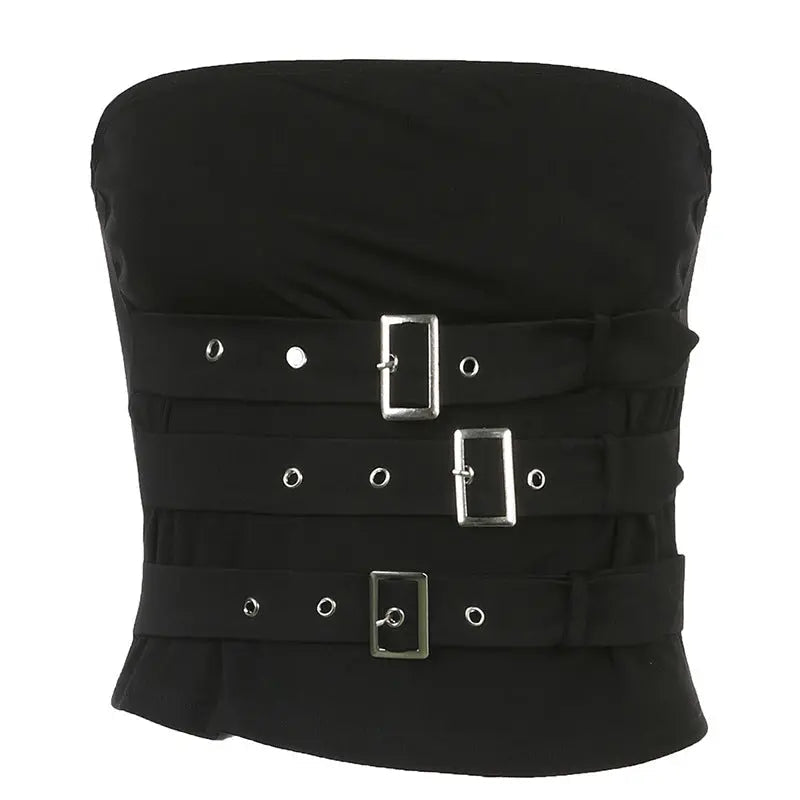 'Fierce' Dark Punk Buckle Tube Top