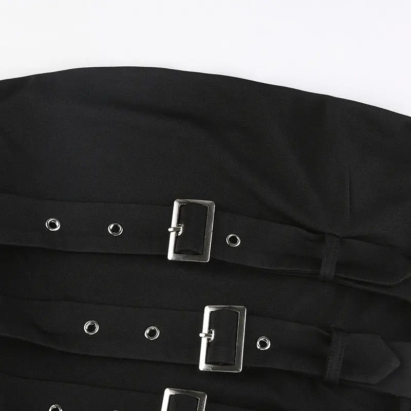 'Fierce' Dark Punk Buckle Tube Top