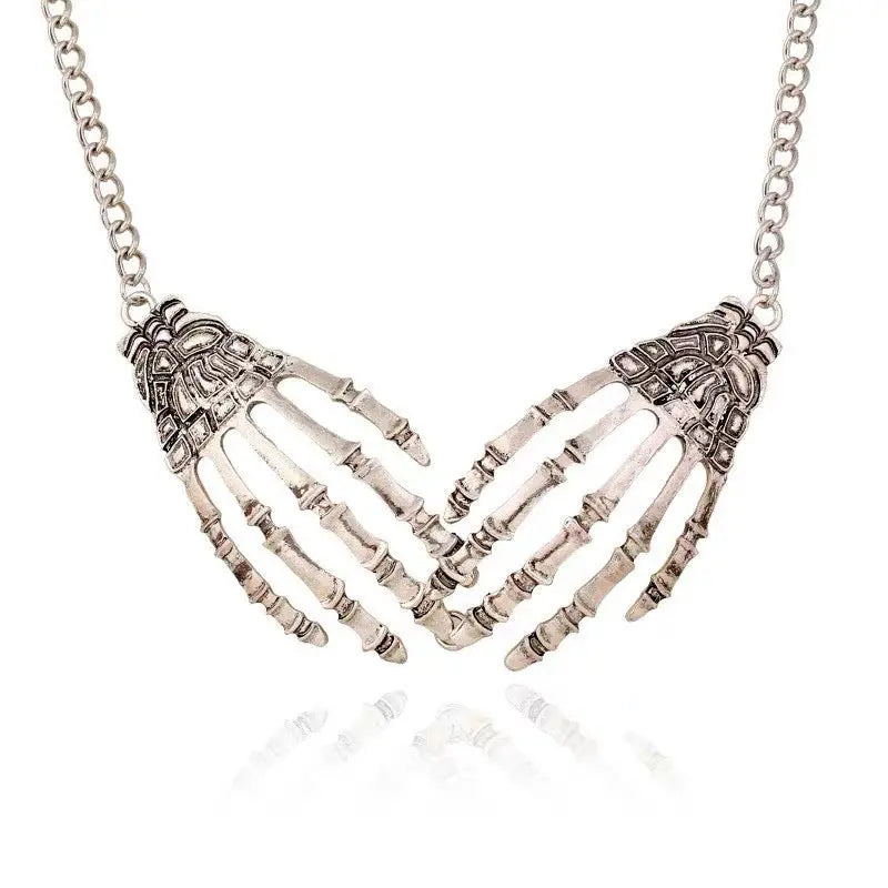 'Fingertips' Skeleton Hands Necklace