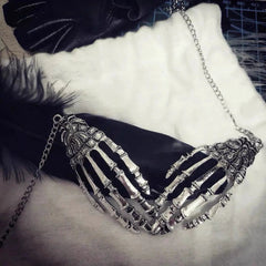 'Fingertips' Skeleton Hands Necklace