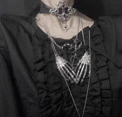 'Fingertips' Skeleton Hands Necklace