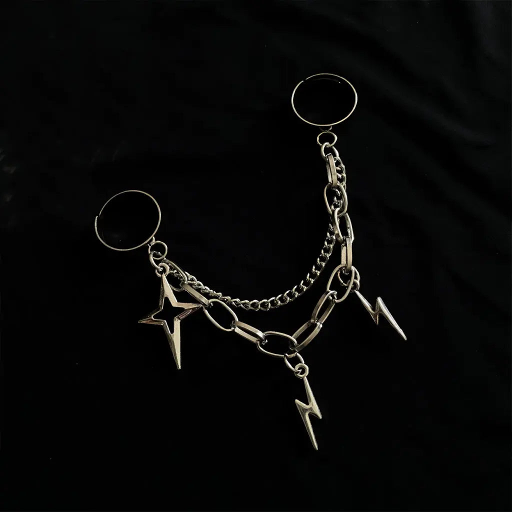 'Flash' Future Edgy Chained Rings Set