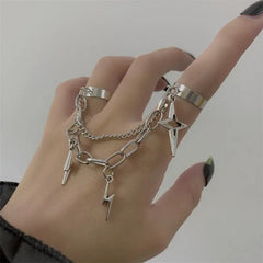 'Flash' Future Edgy Chained Rings Set