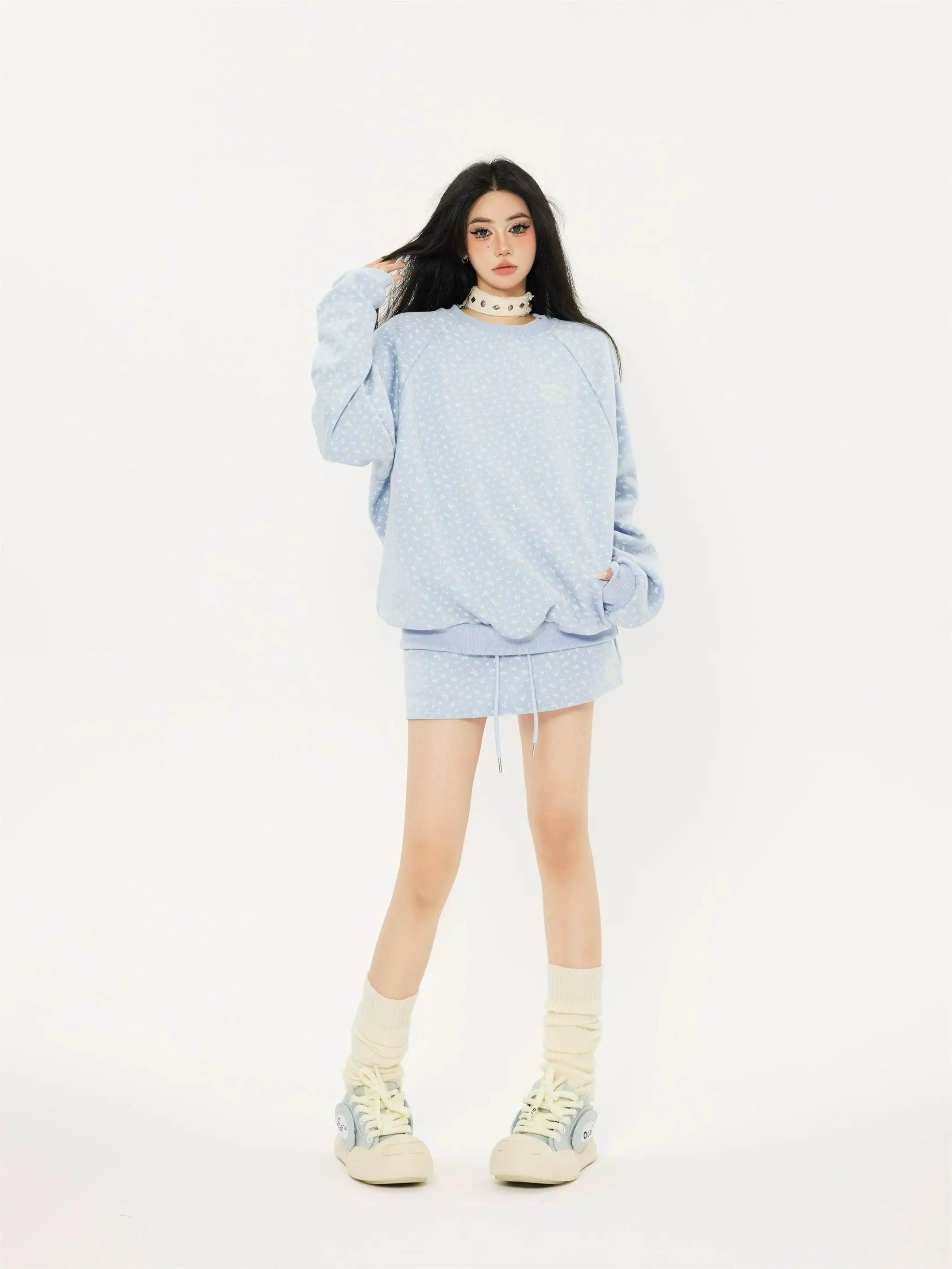 'Flower Shop' Coquette Oversized Floral Cotton Sweatshirt