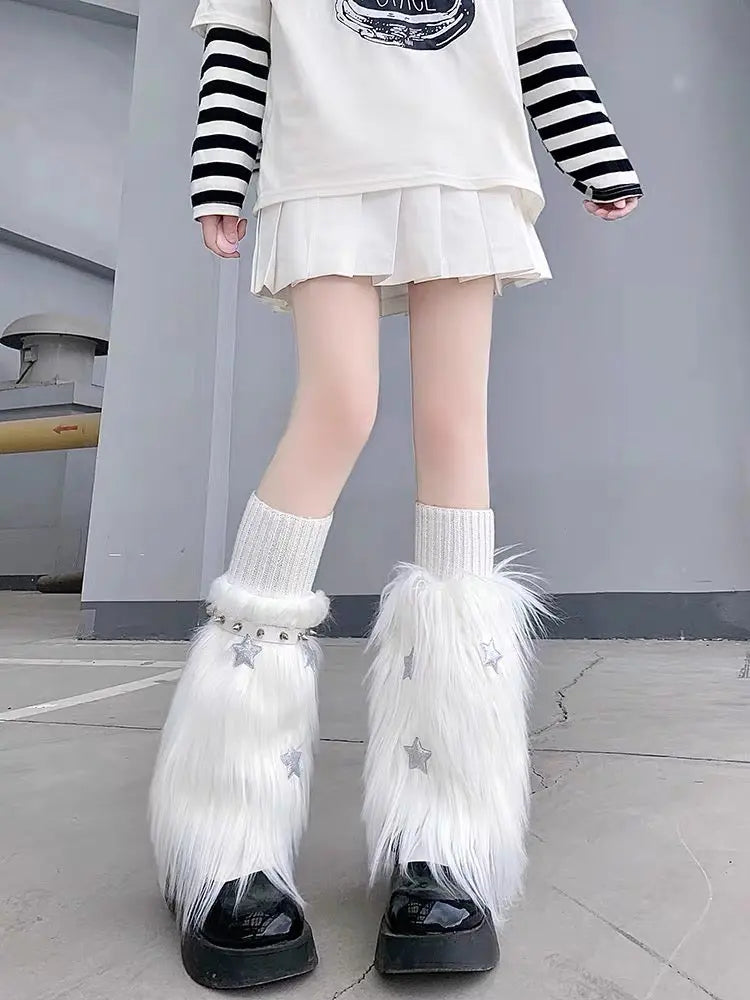 'Fluff Doll' Star Fur Kawaii Leg Warmers