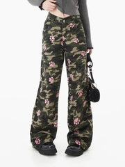 'Footprints'  Kitten Paws Camouflage Oversized Cargo Pants