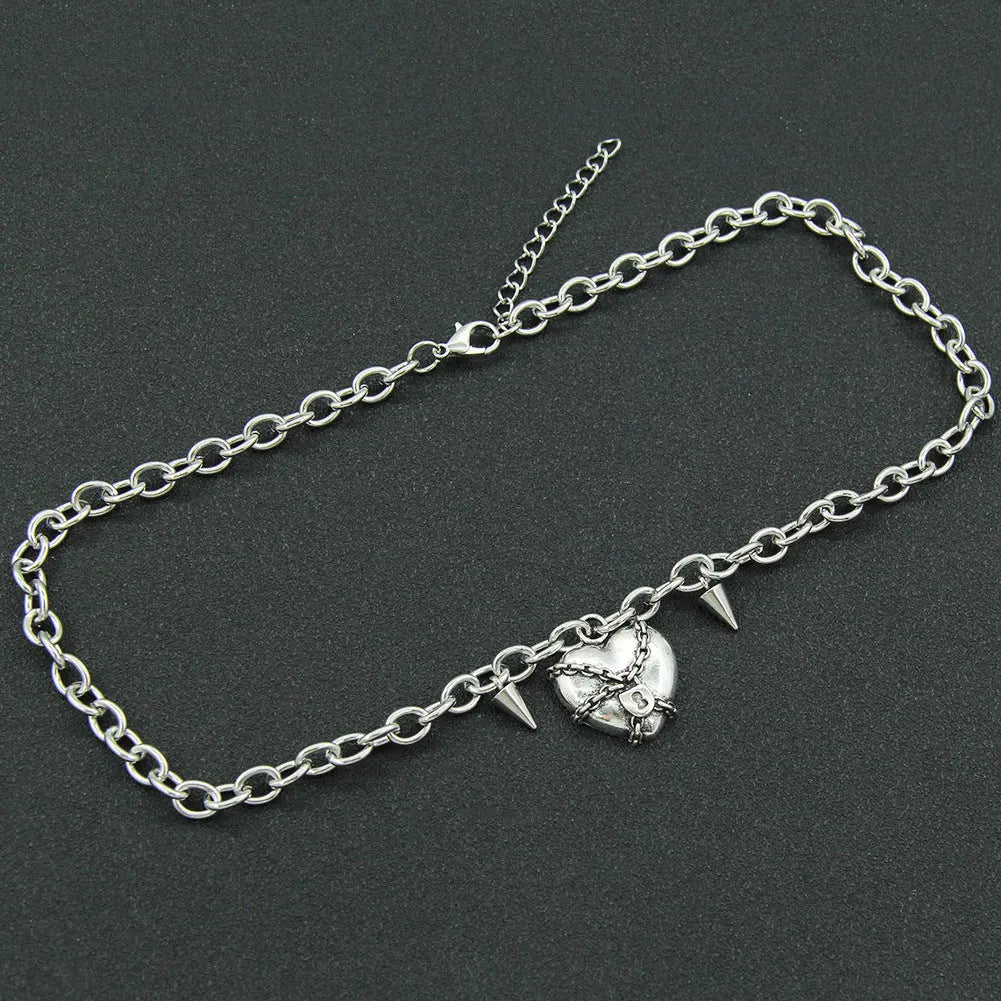 'Forbidden Love' Punk Metal Heart Shape Necklace