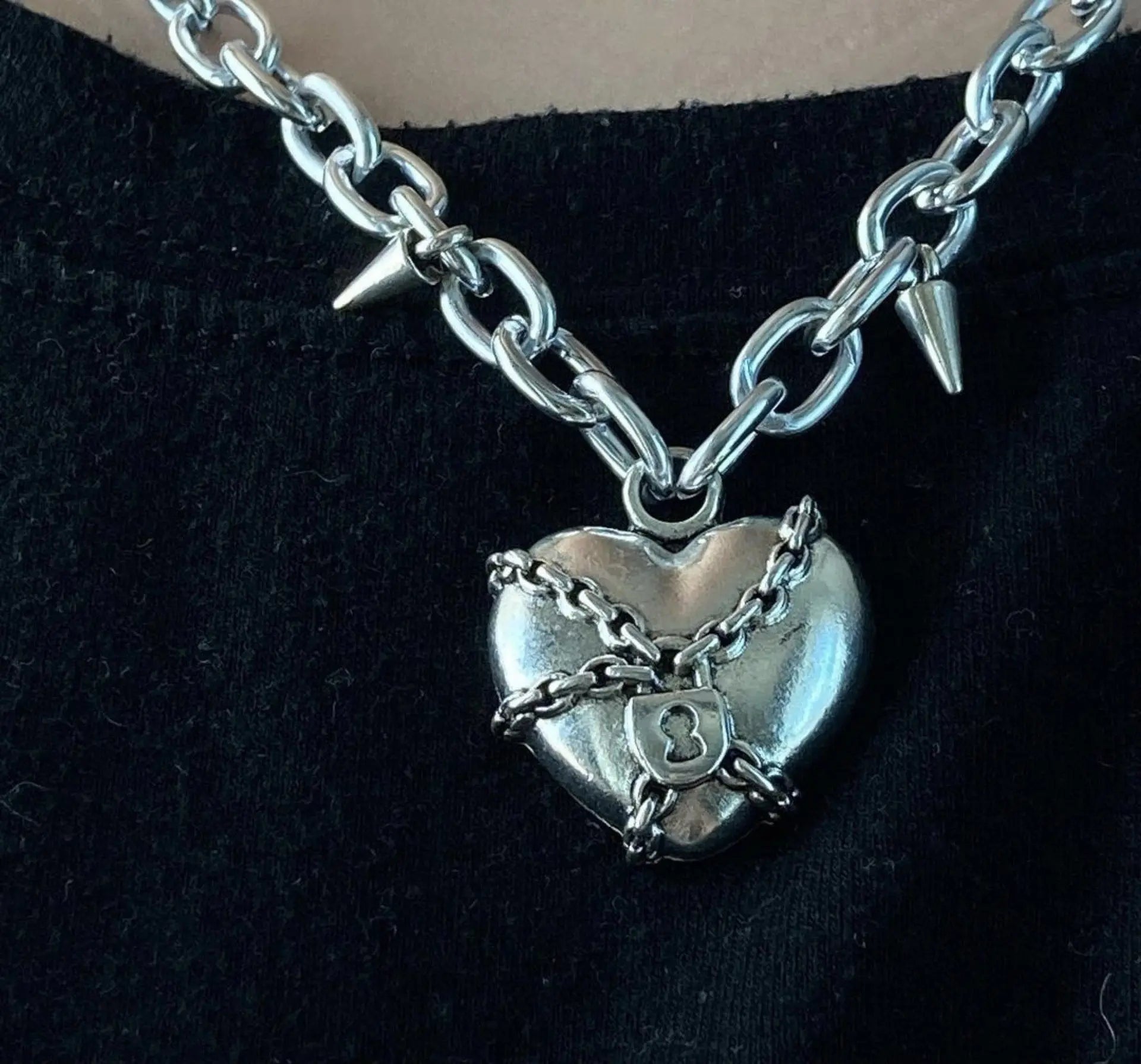 'Forbidden Love' Punk Metal Heart Shape Necklace