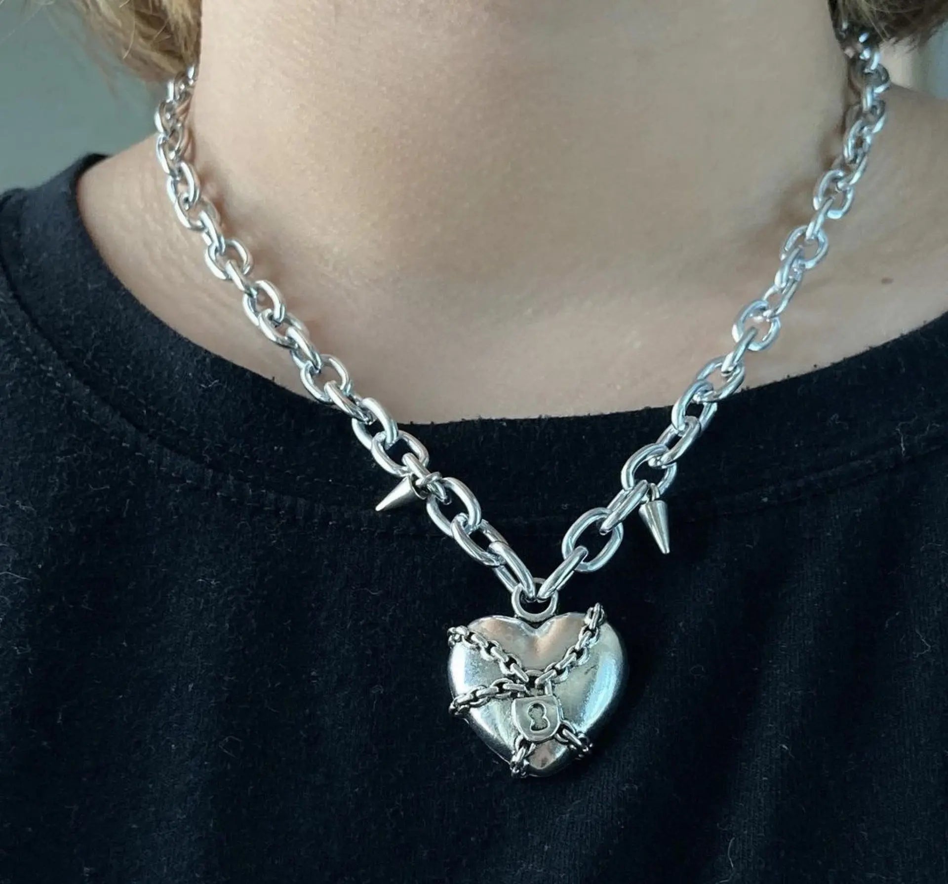 'Forbidden Love' Punk Metal Heart Shape Necklace