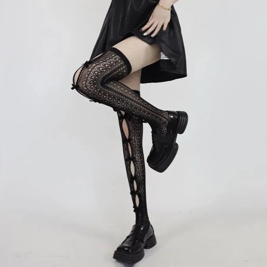 'Fruit Tart' Bow-tie Fishnet Long Tights