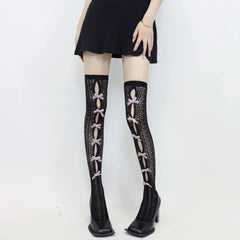 'Fruit Tart' Bow-tie Fishnet Long Tights