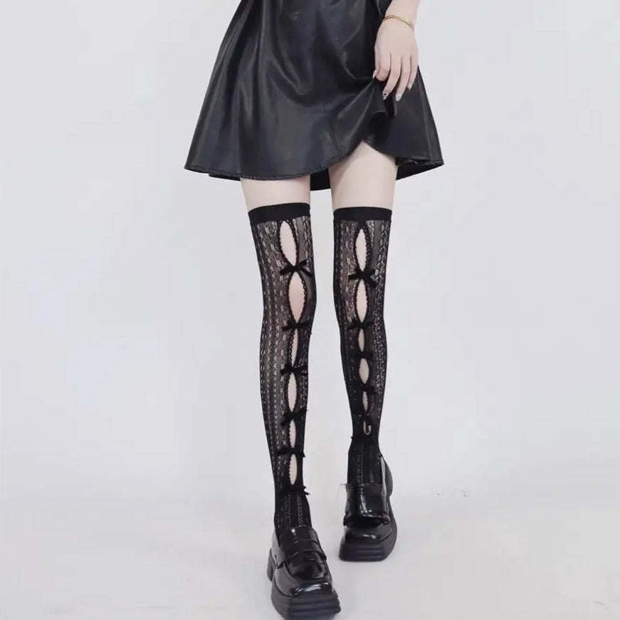 'Fruit Tart' Bow-tie Fishnet Long Tights