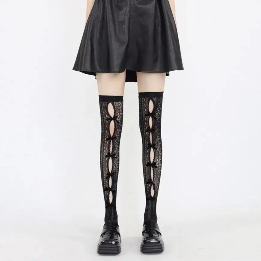 'Fruit Tart' Bow-tie Fishnet Long Tights