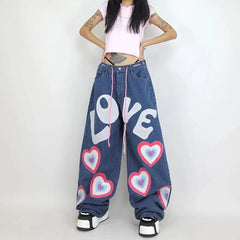 'Funky Love' Oversized Graffiti Wide Leg Pants