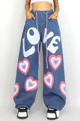 'Funky Love' Oversized Graffiti Wide Leg Pants